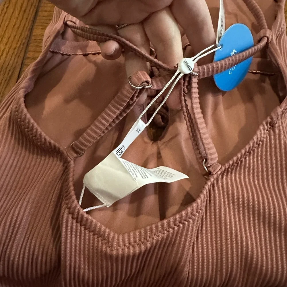 CUPSHE Solid Color V Neck Lace Up One Piece Swimsuit Size XS - Picture 8 of 10